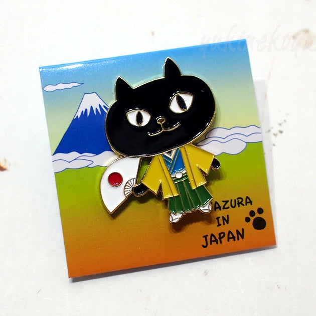 Pin Badge - Kimono Black Cat