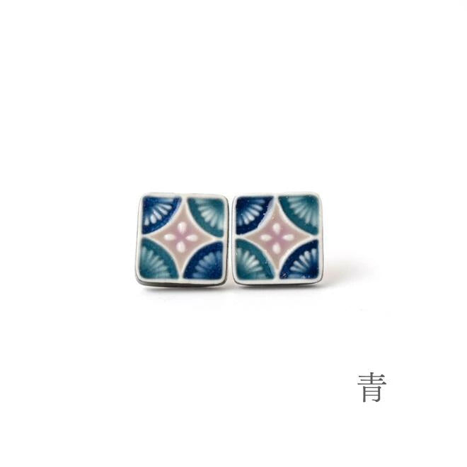 Pierced Earrings - Majolica Blue