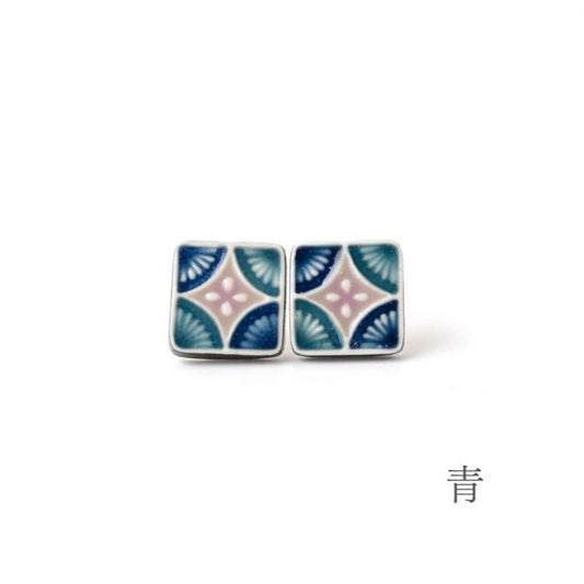 Pierced Earrings - Majolica Blue
