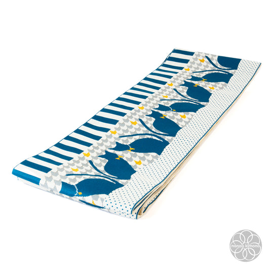 Women's Kimono Obi - Blue Cat Reversible