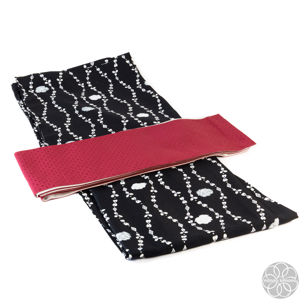 Women's Kimono Obi - Cats &  Purple X's Reversible