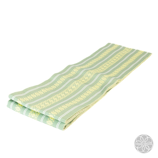 Women's Kimono Obi - Pattern on Green