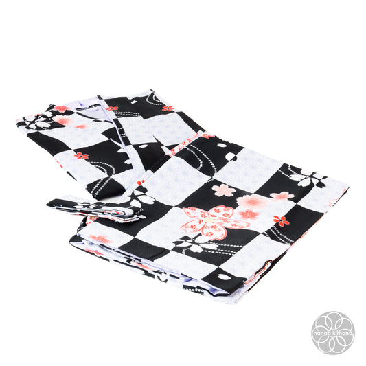 Women's Two-Piece Kimono - Flowers Black and White