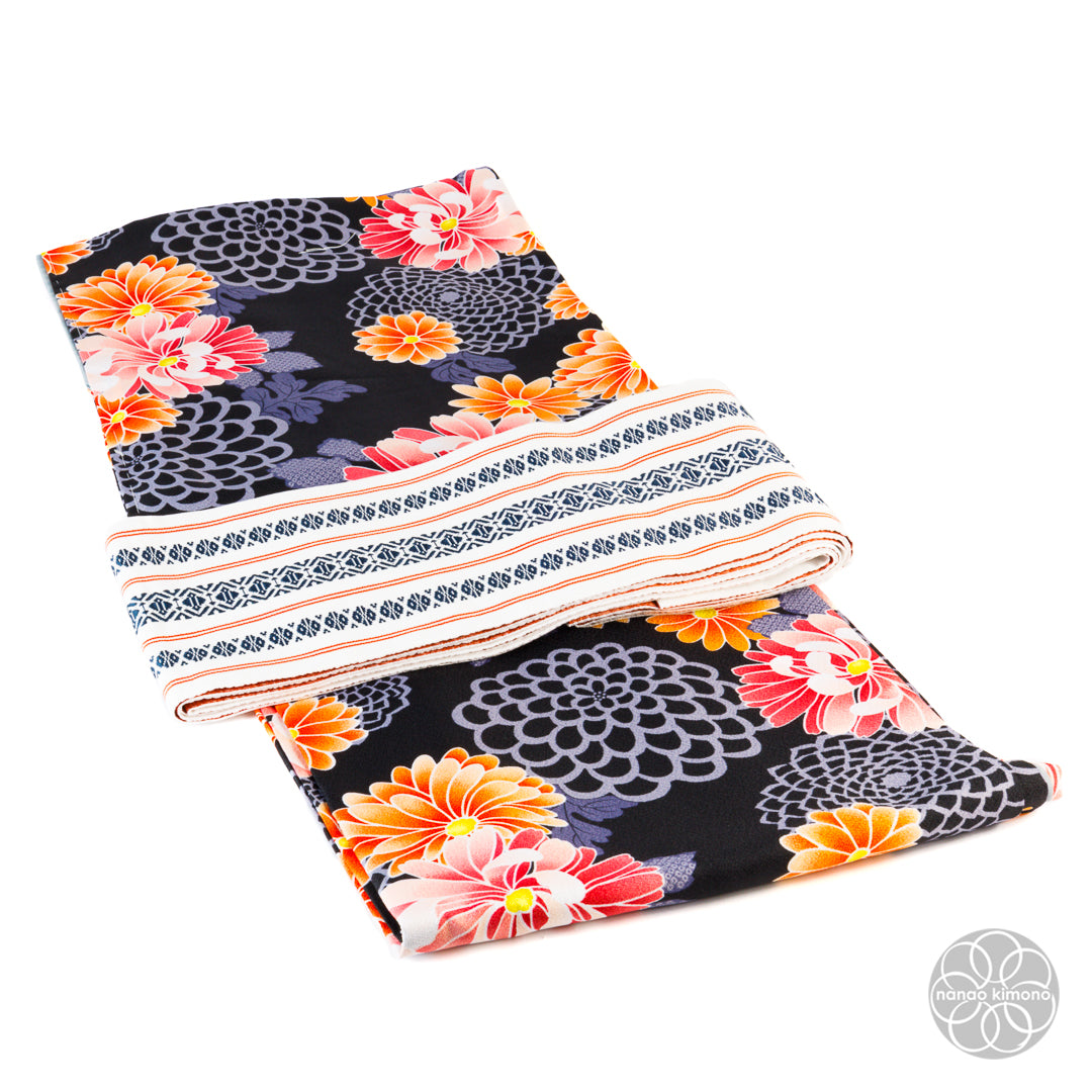 Women's Kimono Obi - Pattern on Orange