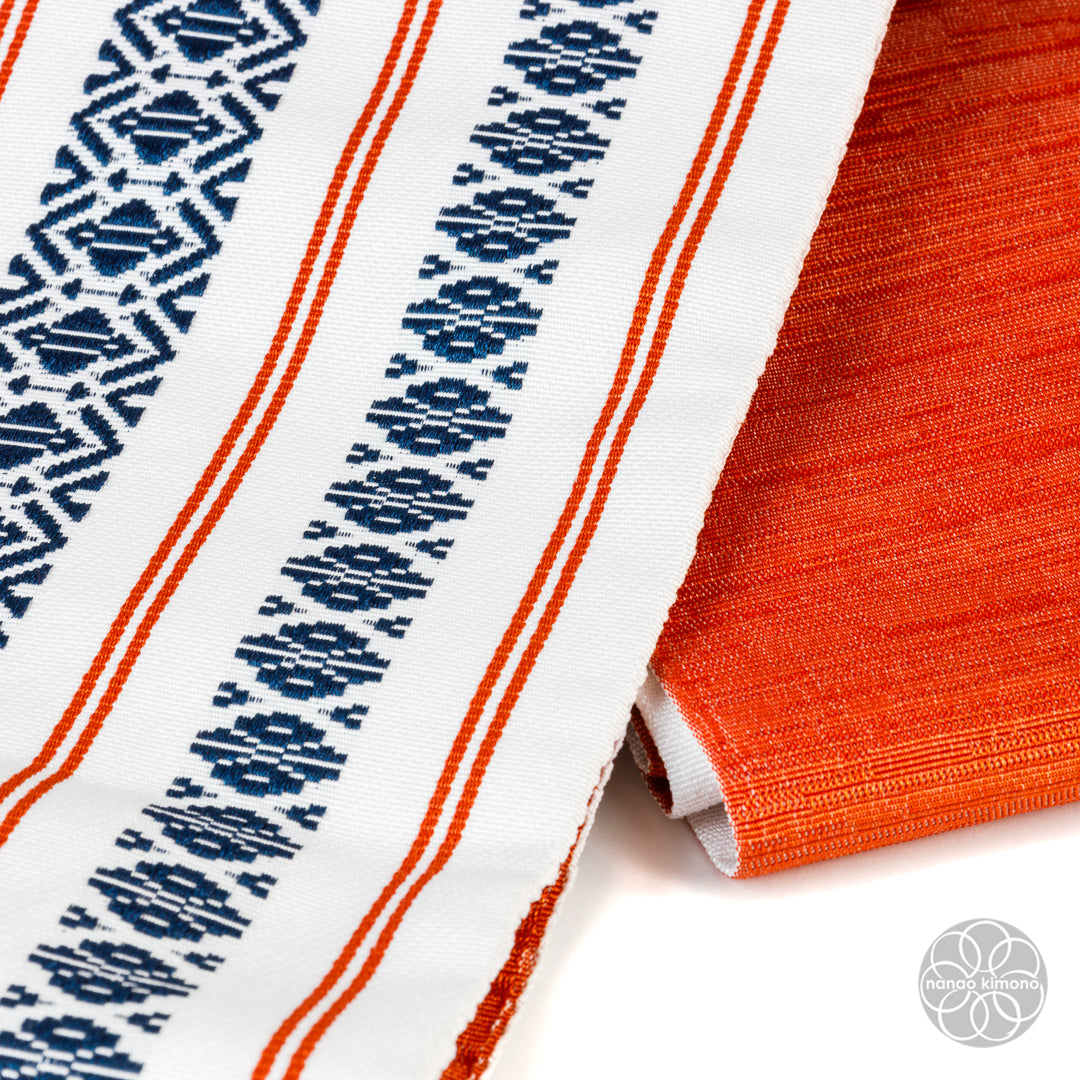 Women's Kimono Obi - Pattern on Orange