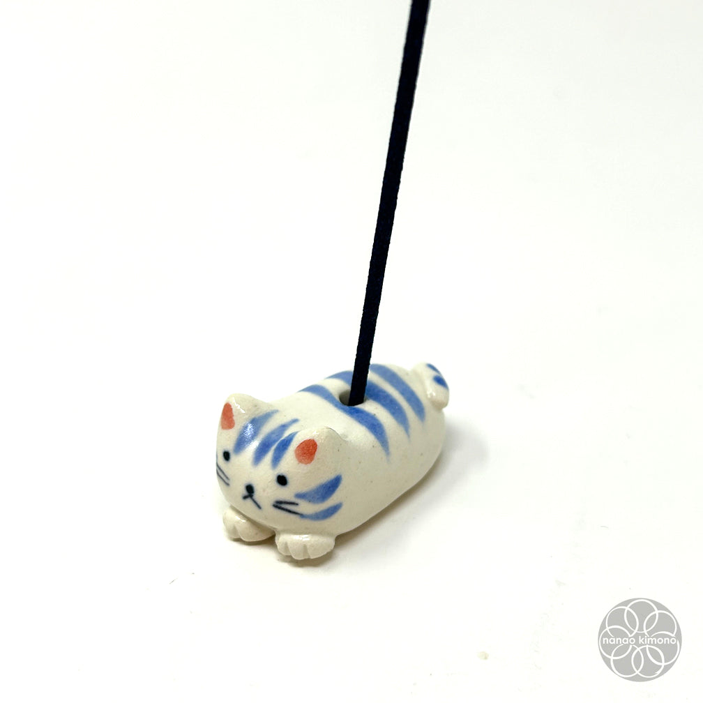 Incense Holder - Tabby Cat Blue