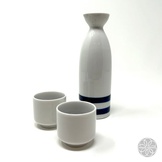 Sake Set - Two Stripes on White
