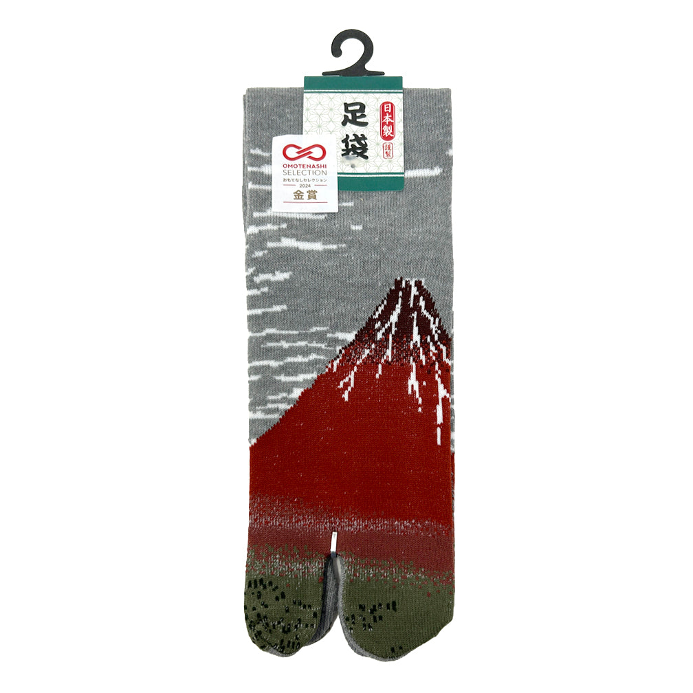 Tabi Socks - Red Mt. Fuji Grey