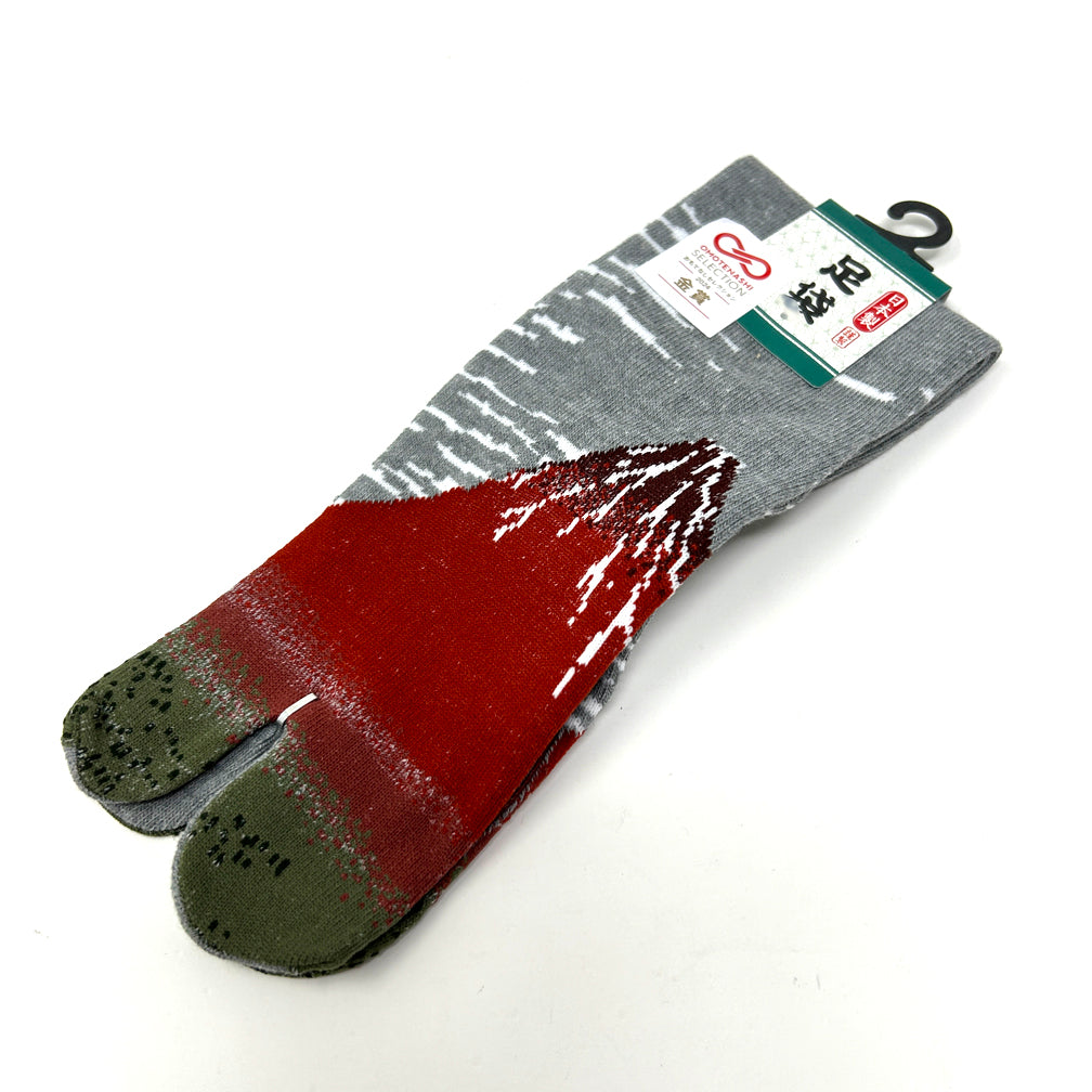 Tabi Socks - Red Mt. Fuji Grey