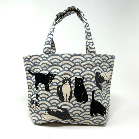 Tote Bag S - Cat Wave Blue