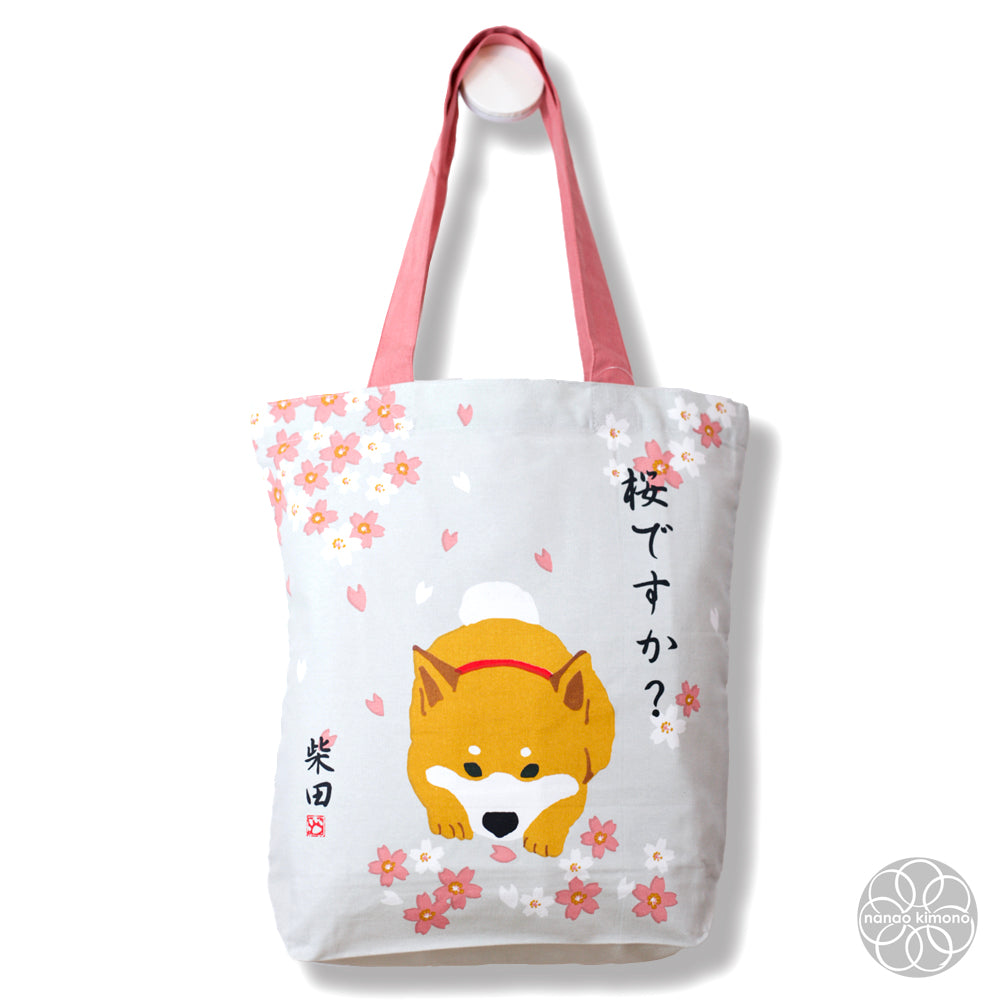 Tote Bag A4 - Shiba Cherry Blossom