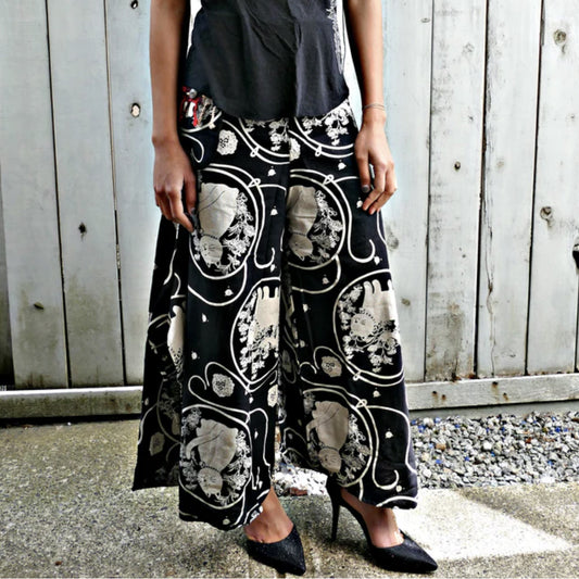 Wide Leg Pants - Nako Cat Black