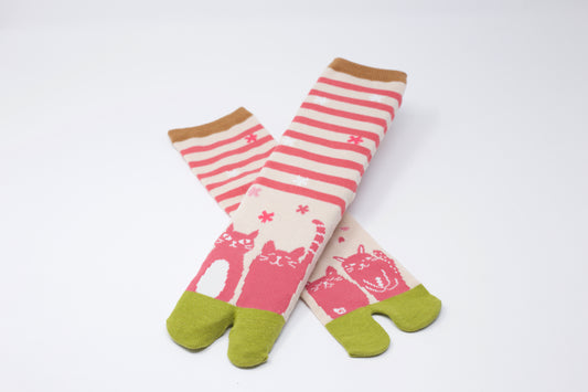 Cat Pink Tabi Socks Ladies