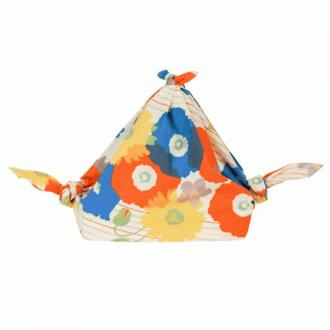 Furoshiki 27"- Cohare Flower Stripes Blue Orange