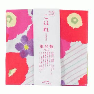 27" Furoshiki Cohare Flower Stripes Pink Red