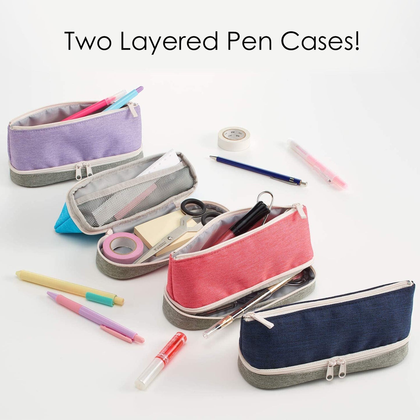 Pen Case -  Two Layered Blue
