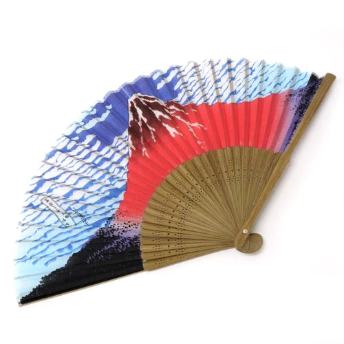 Japanese Foldable Fan - Red Mt. Fuji