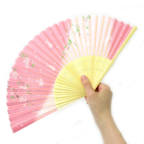 Japanese Foldable Fan - Sakura & Rabbit