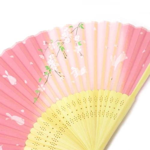 Japanese Foldable Fan - Sakura & Rabbit