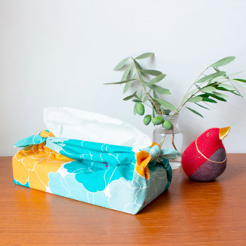 Furoshiki 20"- Hime Musubi Adeline Klam Crane Blue