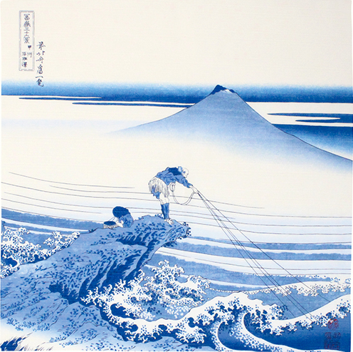 19" Furoshiki Ukiyoe Koshu Kajikazawa Hokusai Katsushika Indigo