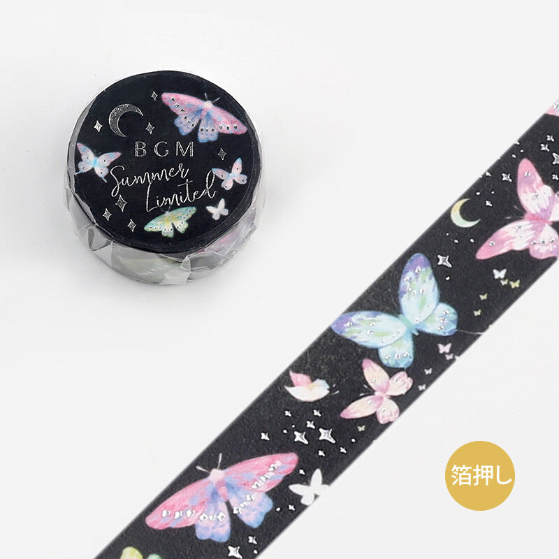 Foil stamping Night Butterfly Washi Tape - 20mm