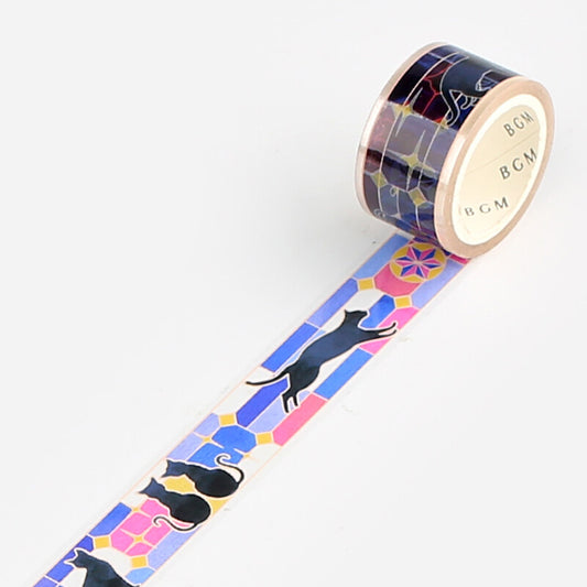 Clear Stained Glass Black Cat Washi Tape - 20mm