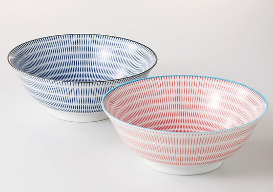 Ramen Bowl Set -Tokusa (Red/Blue)