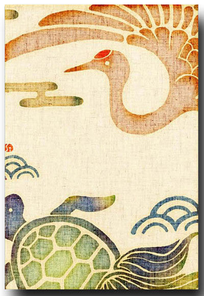 Crane & Turtle Illustrated Postcard
