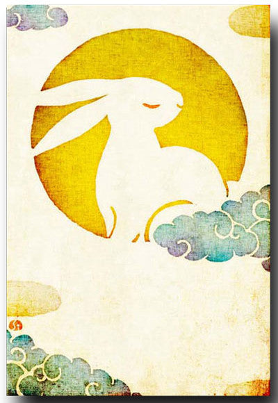 Moon Rabbit Illustrated Postcard