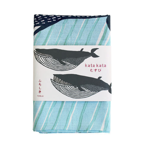 Furoshiki 40"- kata kata Whale Blue