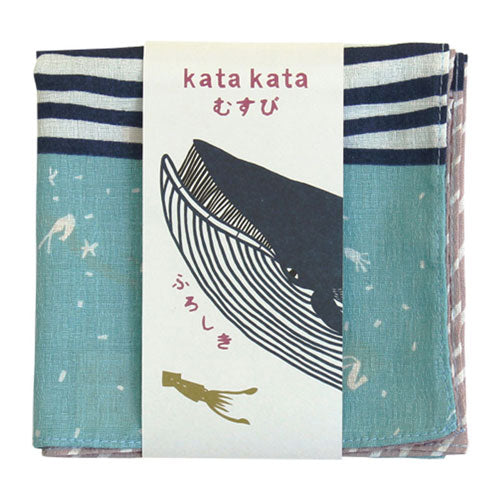 Furoshiki 20"- kata kata Whale Blue