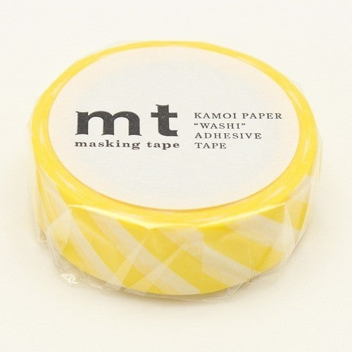 Stripe Salmon Lemon Yellow Washi Tape - 15mm