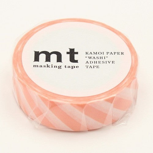 Stripe Salmon Pink Washi Tape - 15mm