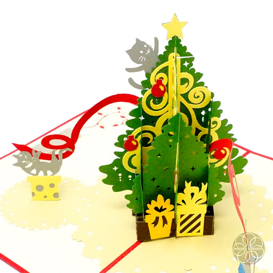 3D Pop-up Card - Christmas Tree & Kittens