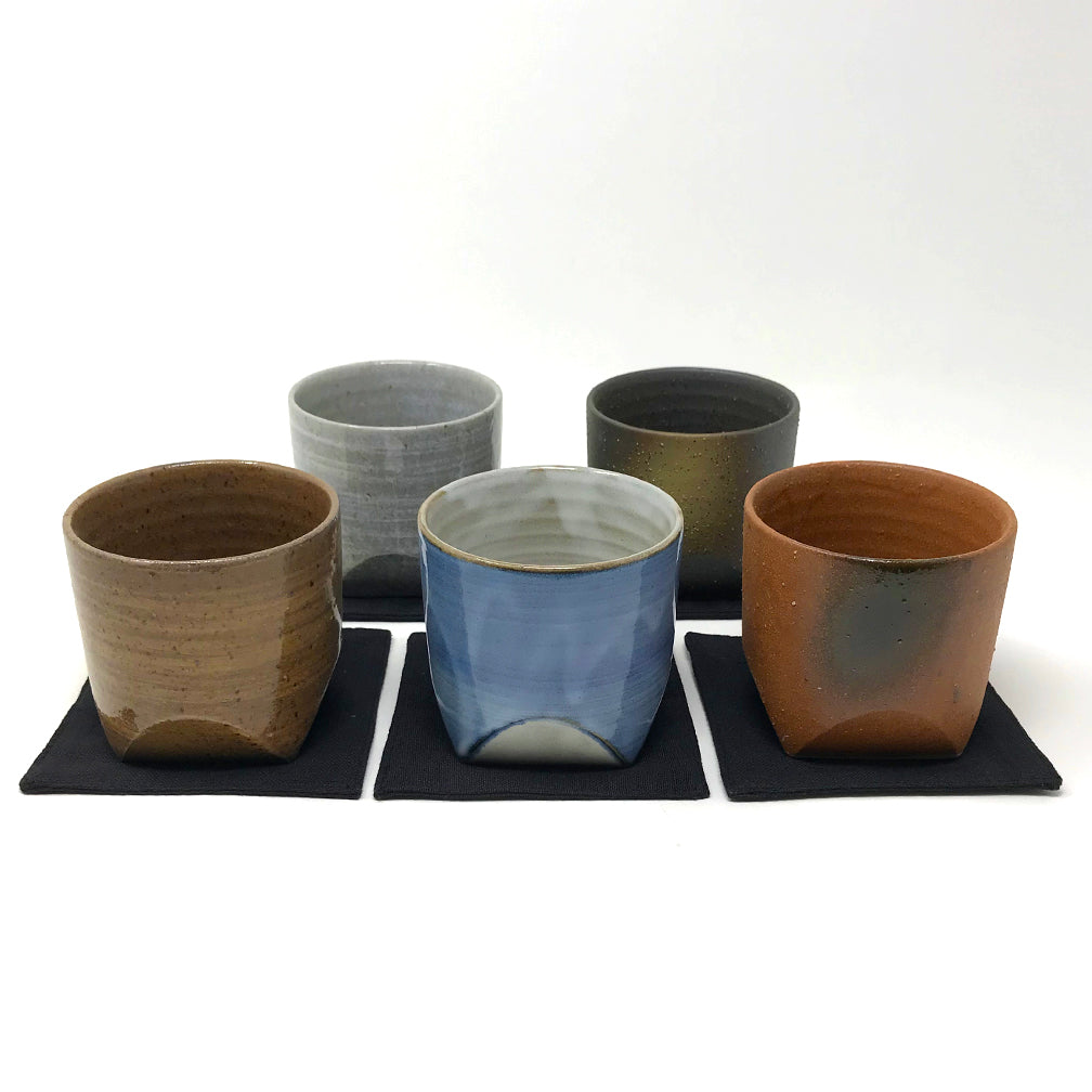 Set of 5 teacups - Diamond Rock Cups w Coasters