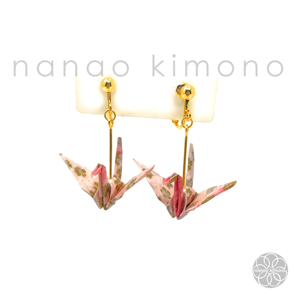 Clip-on Earrings - Origami Crane Pink