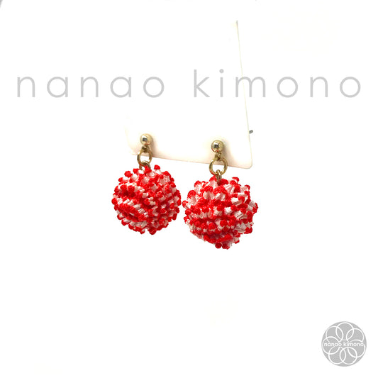 Pierced Earrings - Shibori Red
