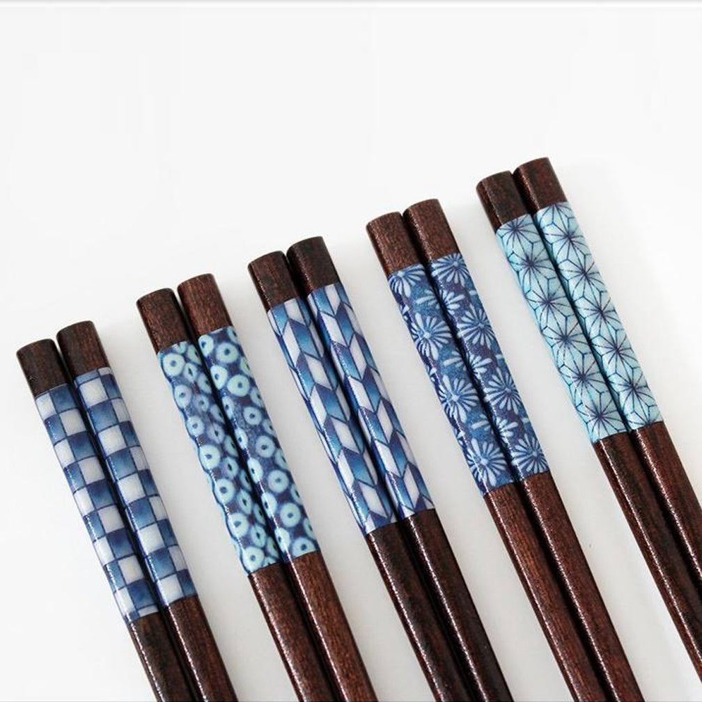 Five pairs of chopsticks - Indigo Navy