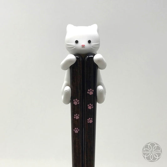 Chopsticks & Rest - White Cat