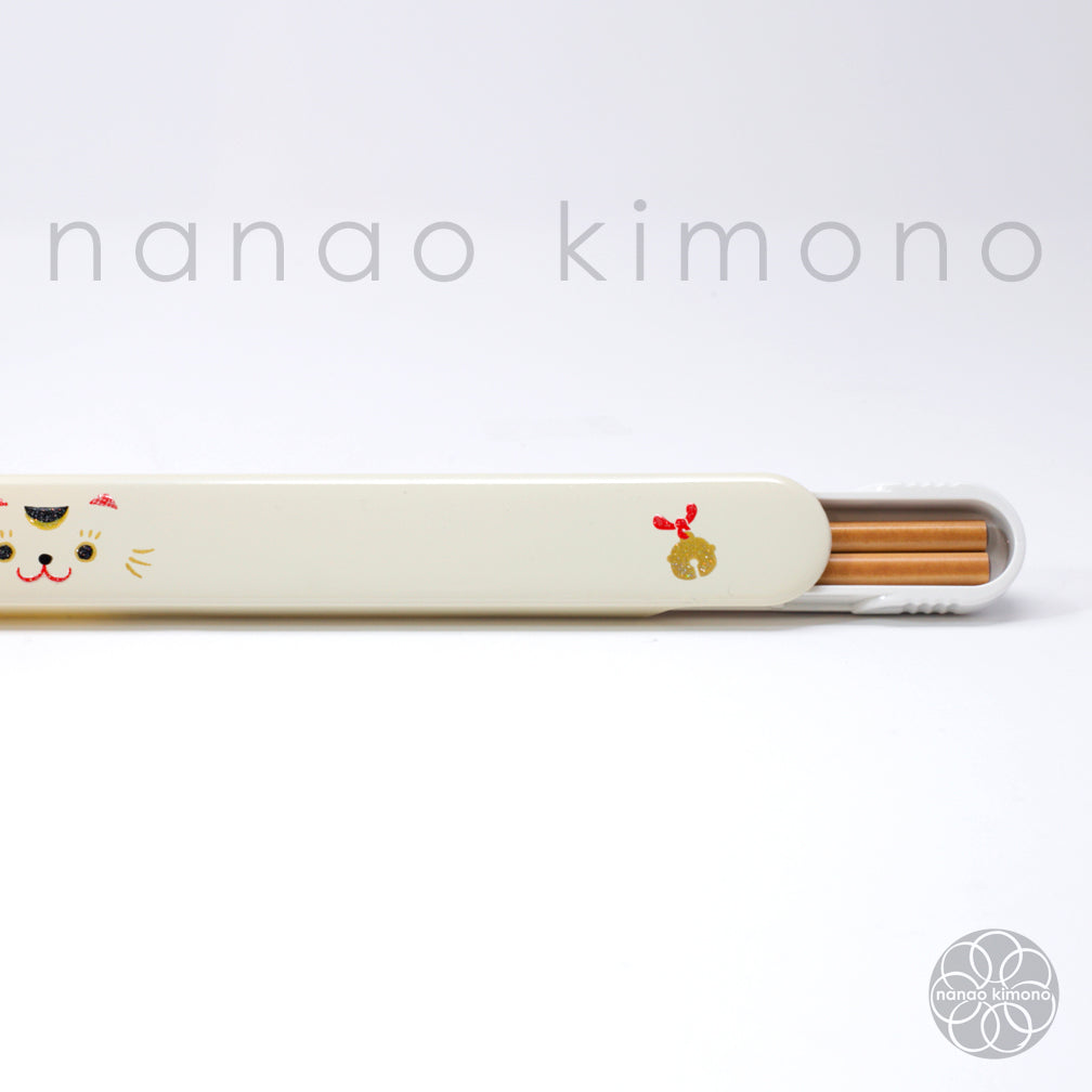 Chopsticks & Case - Maneki Neko White