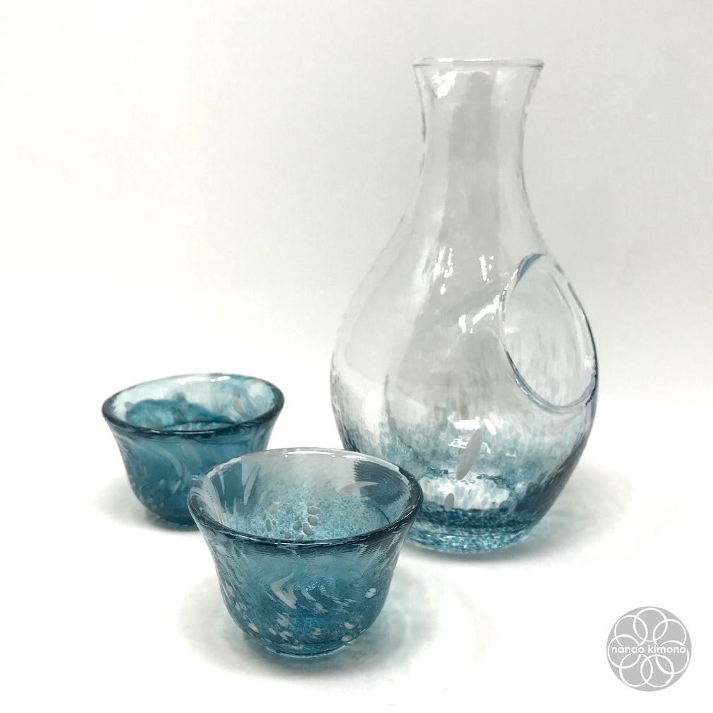 Glass Chilled Sake Set - Blue
