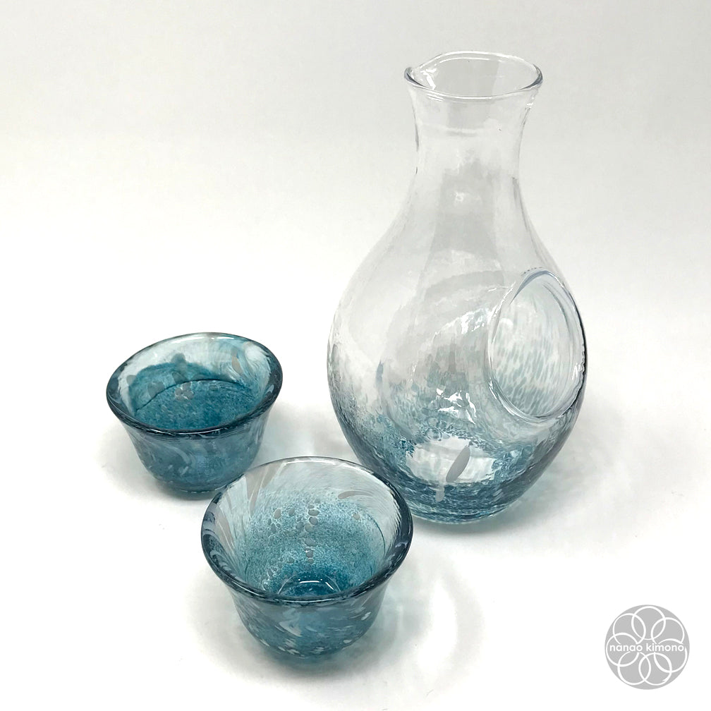 Glass Chilled Sake Set - Blue