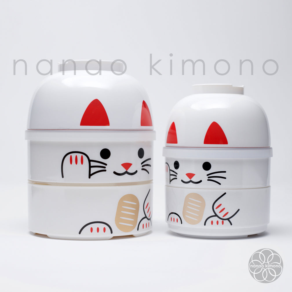 Kokeshi Bento Box S - Maneki Neko White