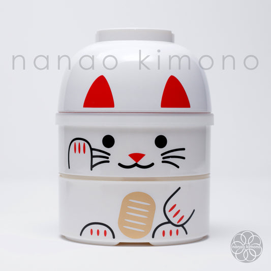 Kokeshi Bento Box L - Maneki Neko White