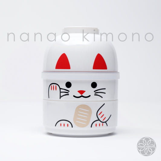 Kokeshi Bento Box S - Maneki Neko White