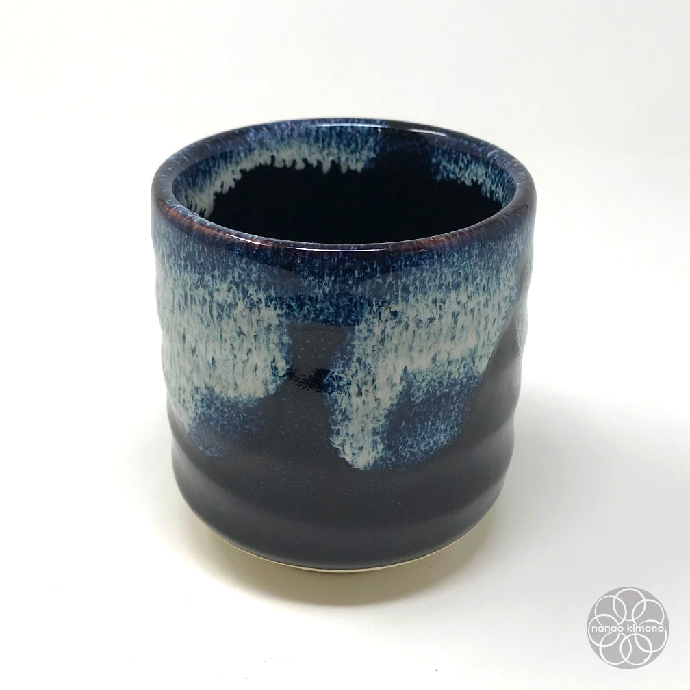 Teacup - Blue Drip on Black