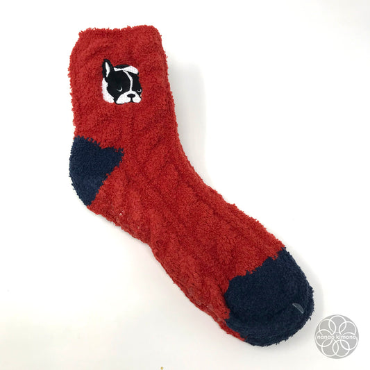 Reading Socks - French Bulldog Red