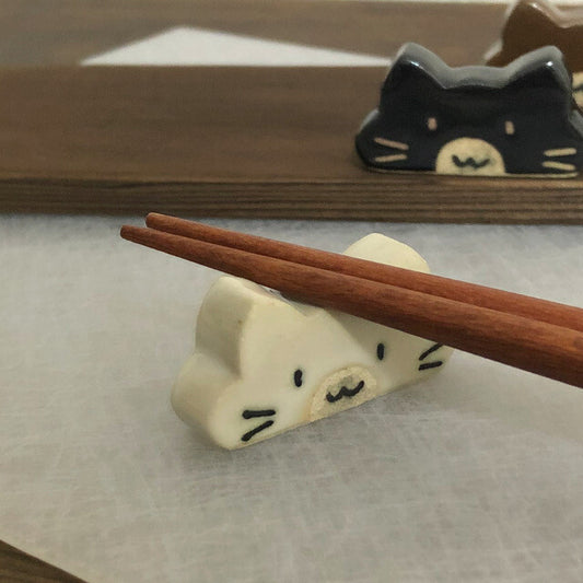 Chopsticks Rest - Cat Face (White)